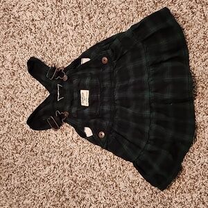 Oshkosh Overall Dress in Green Plaid, Size 12 months, Excellent Condition